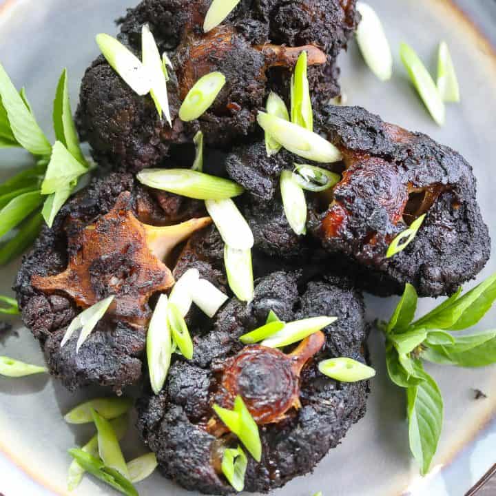 Jerk oxtails on a plate