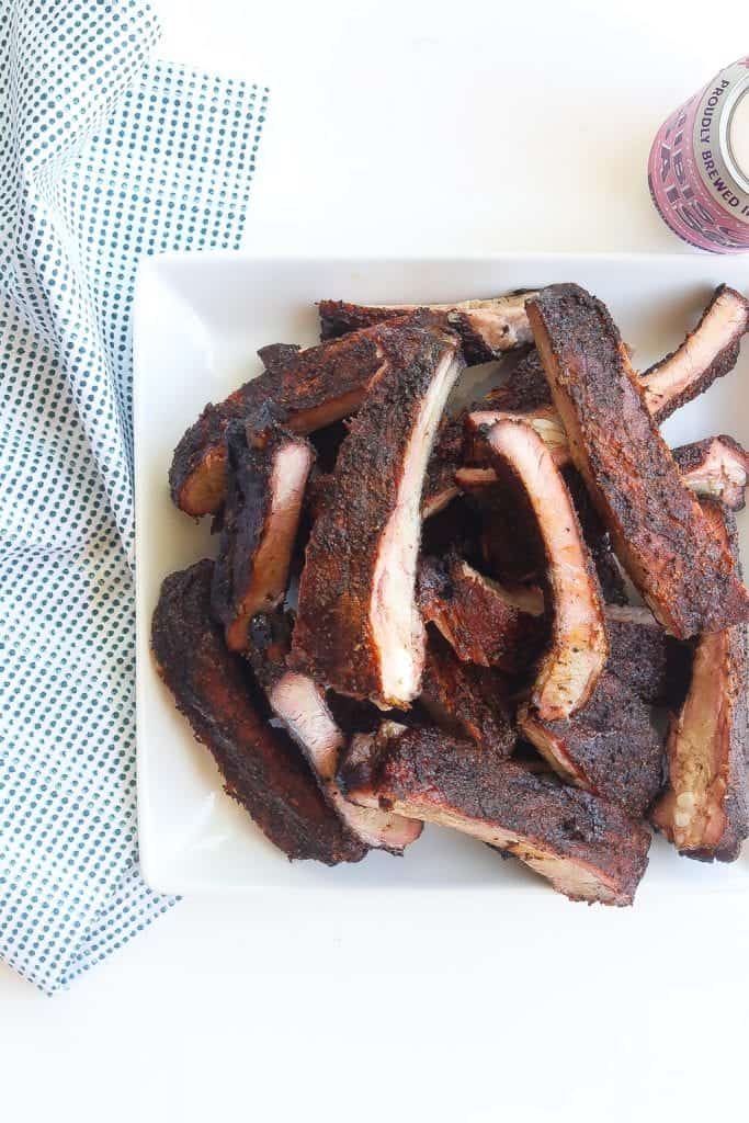 slow smoked pork spare ribs with dry rub