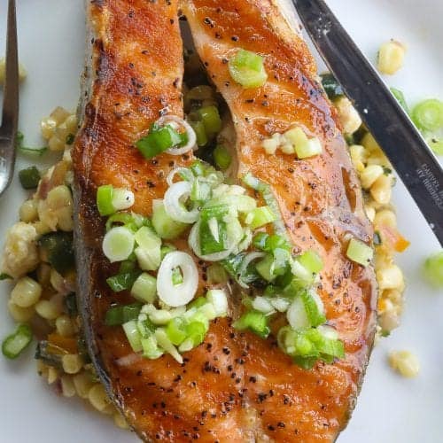 Salmon steaks on grill discount