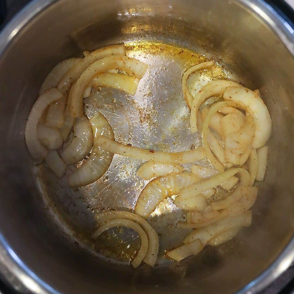 onions sauteing in instant pot