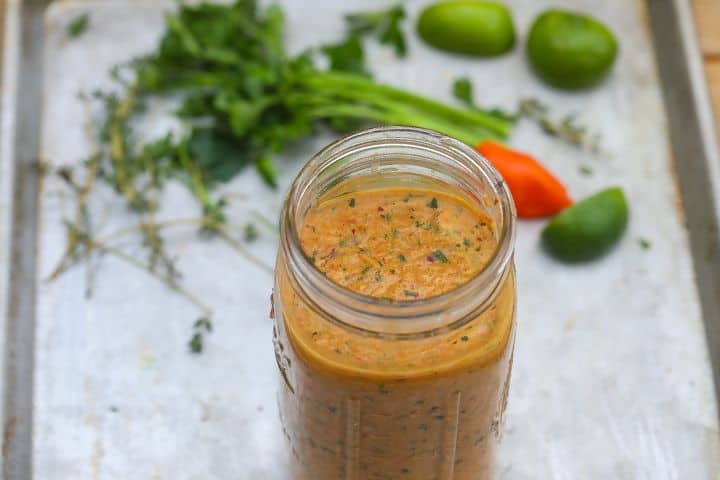 blended haitian epis in a jar