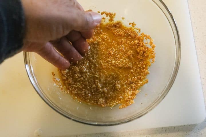 hand mixing spice paste
