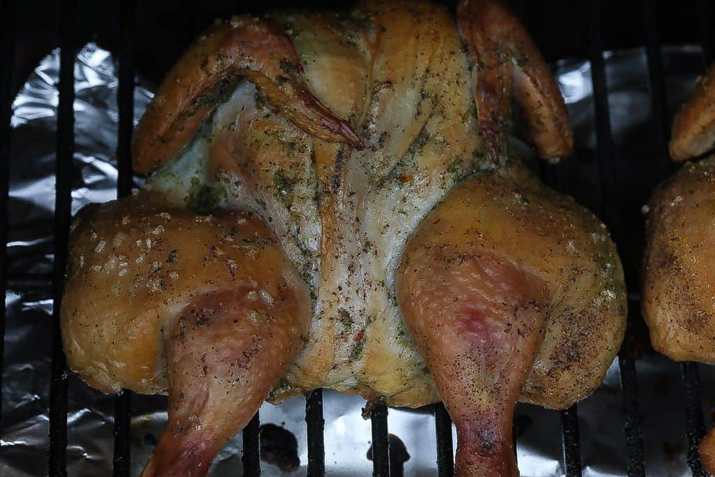 spatchcock hen on grill