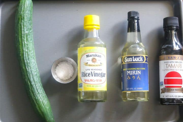 sunomono ingredients on tray