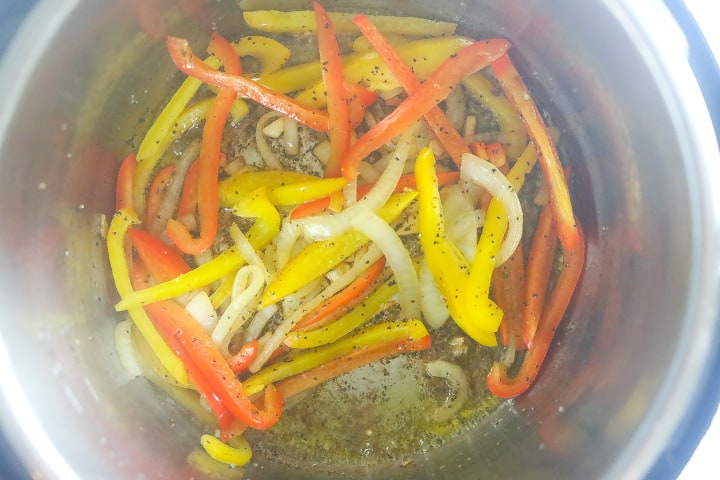 peppers and onions cooking