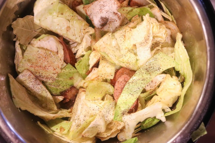 cabbage cooking in pot
