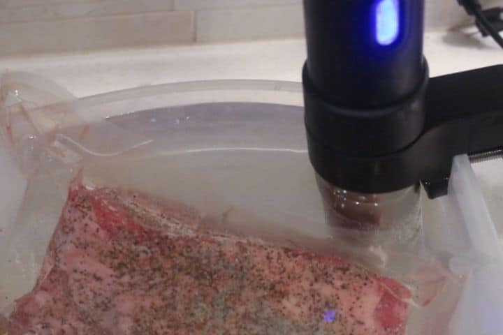 vacuum sealed brisket in water bath