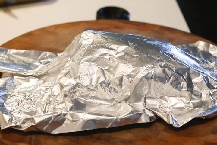 brisket covered with tin foil