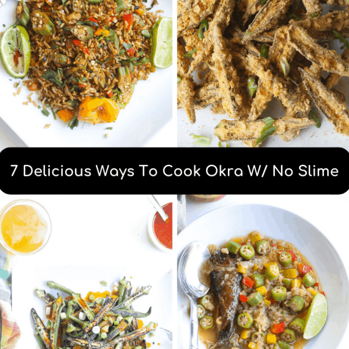 collage of okra recipes