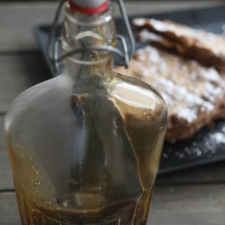 homemade syrup in a glass bottle