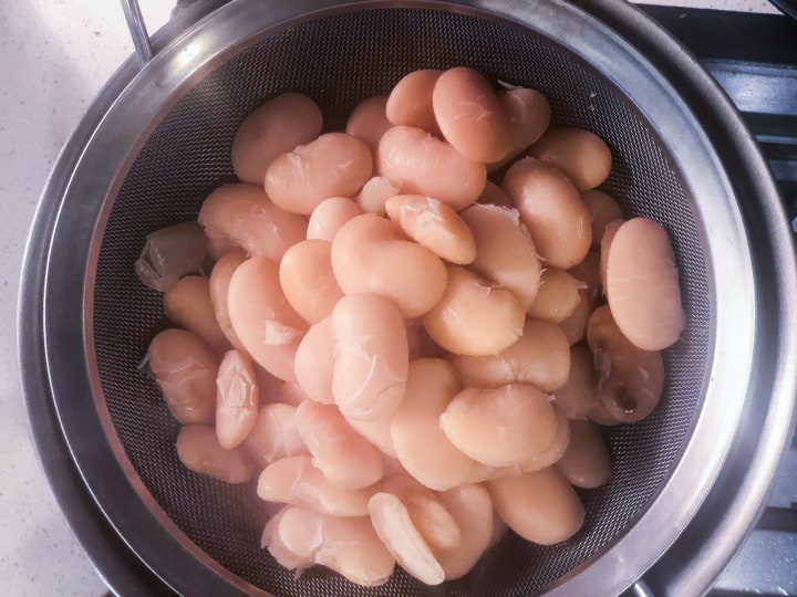 lima beans draining