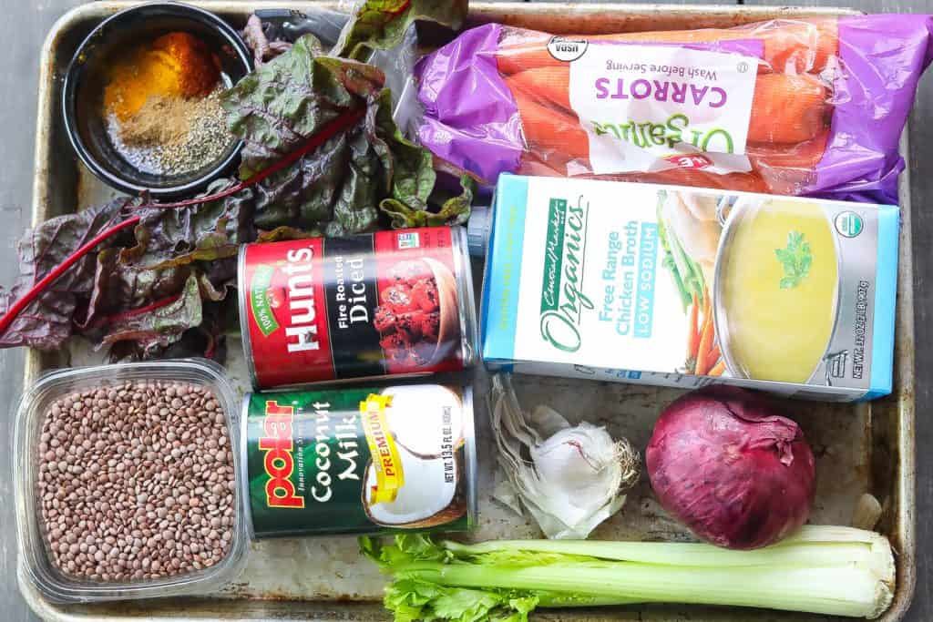 ingredients for lentil stew