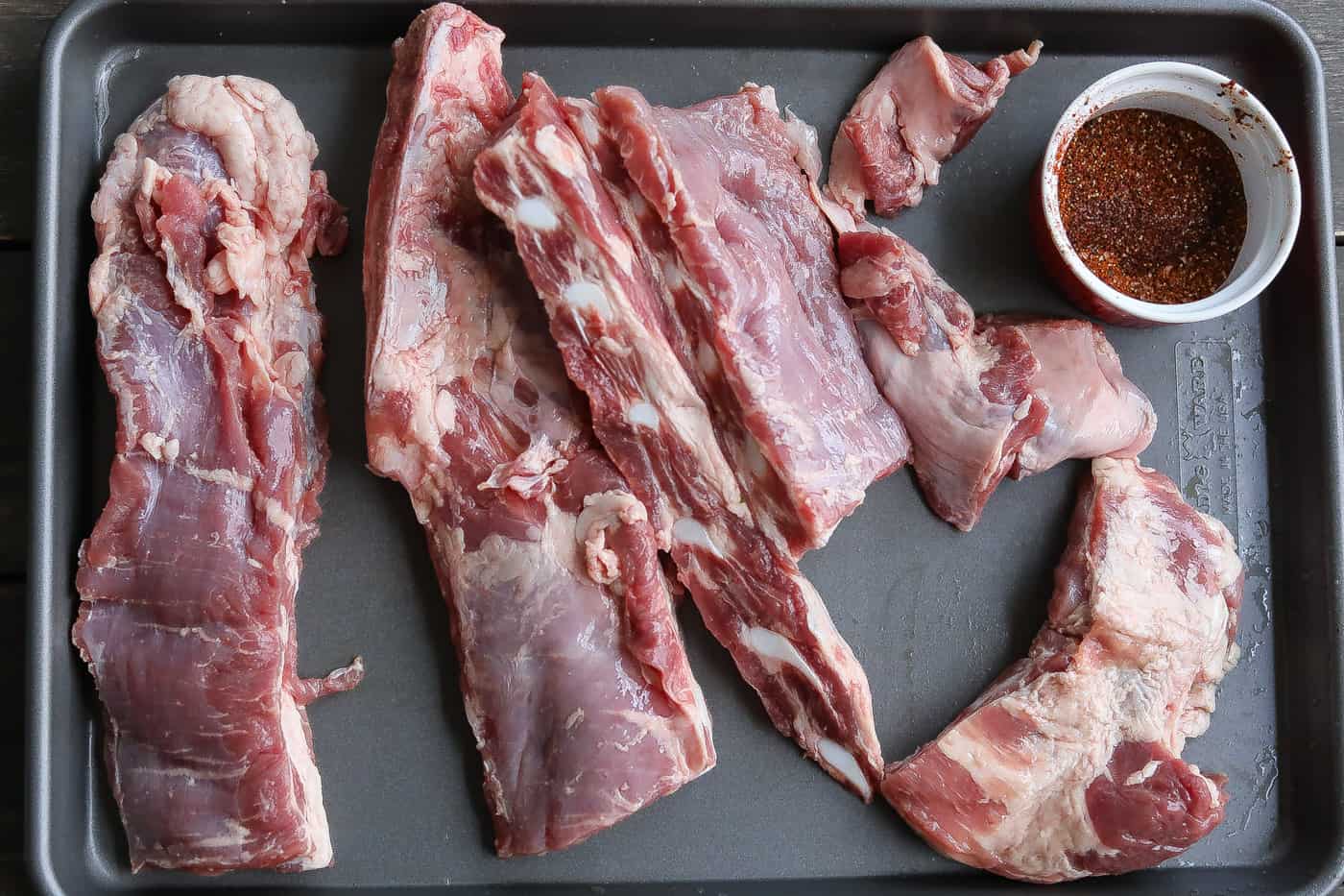 Raw Rib Tips on a tray