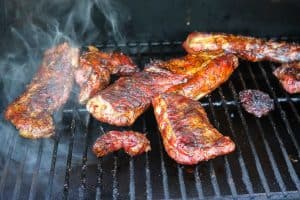 Rib Tips Smoking on the grill