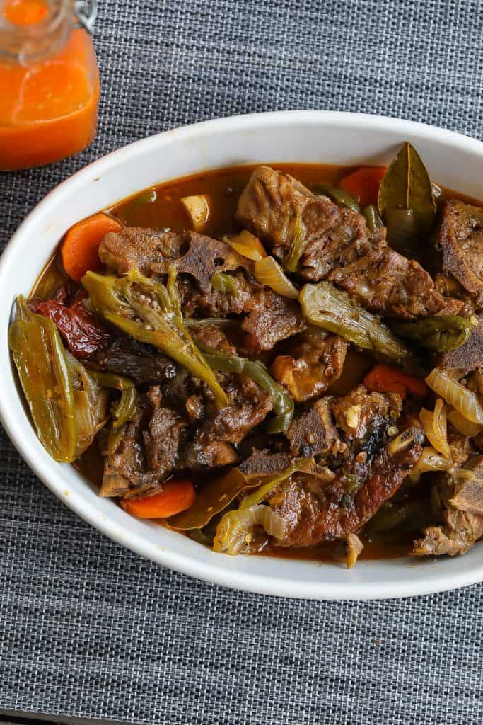 braised neck bones on a white plate