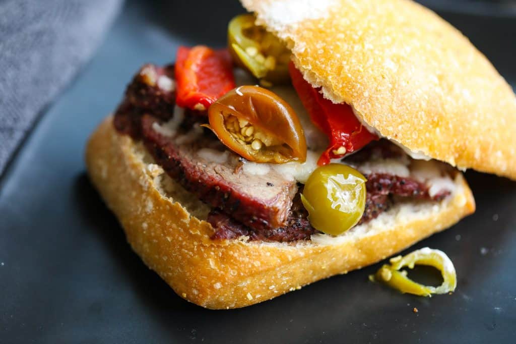 steak sandwich with cherry peppers