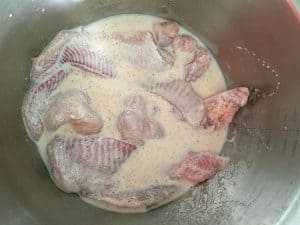 catfish marinating in buttermilk