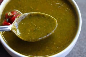 bowl of caribbean callaloo soup