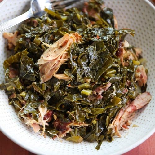 collard greens with smoked turkey in a bowl