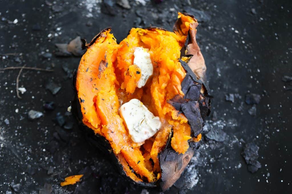 charred sweet potato