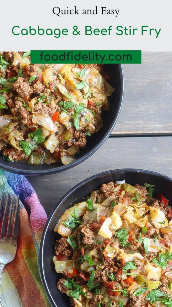 cabbage and ground beef in bowls