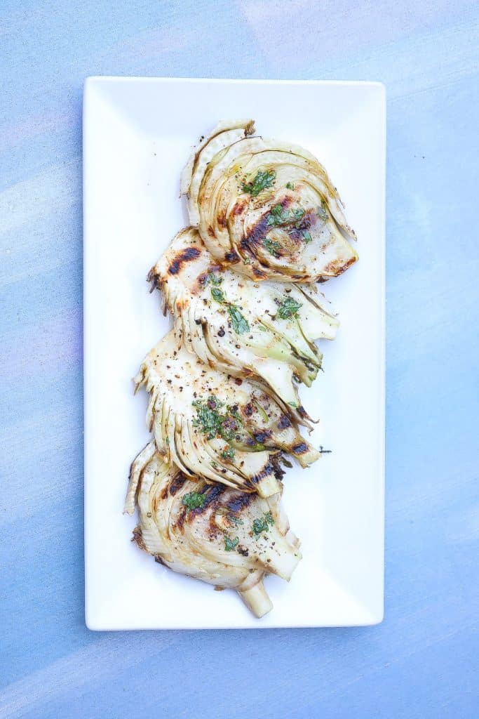 grilled fennel on a white plate