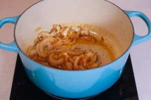 onions cooking in pot