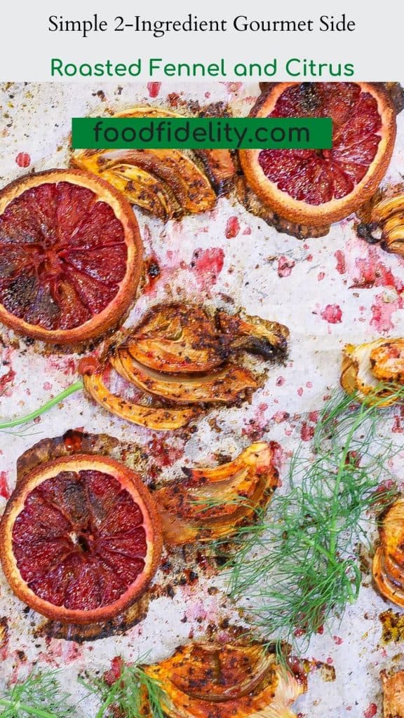 roasted fennel and blood orange on baking sheet