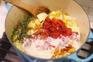 stew ingredients in a pot