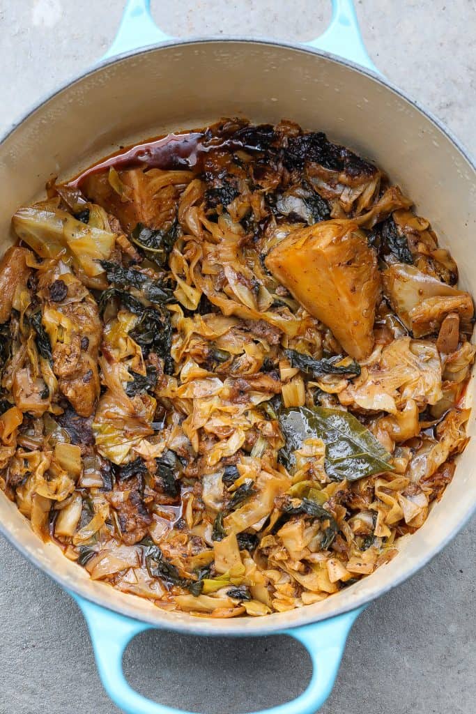 braised cabbage in a pot