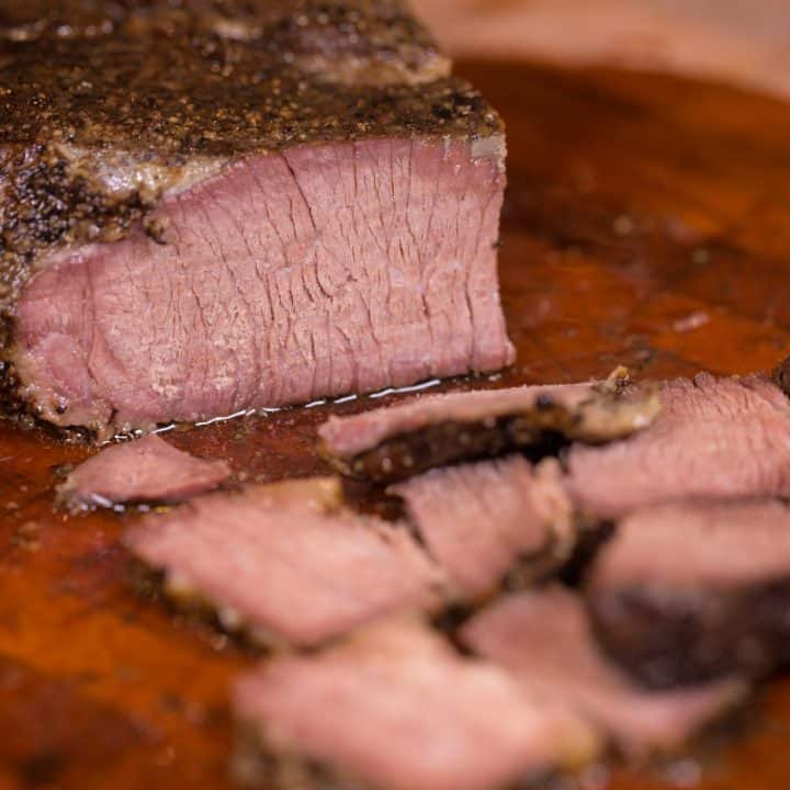 smoked chuck roast on a cutting board