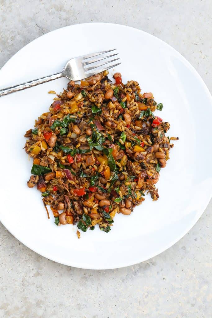 fried rice on a white plate