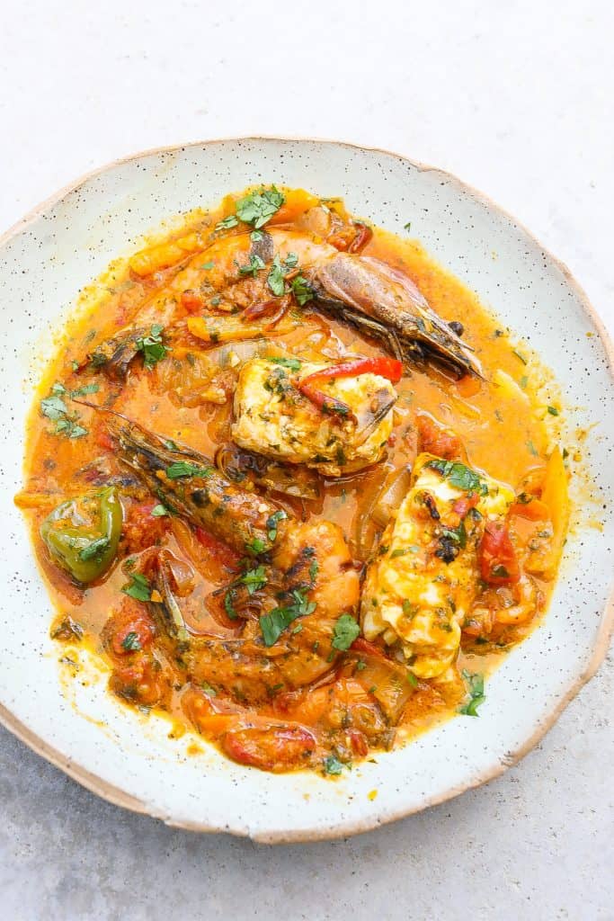 brazilian fish stew (moqueca baiana) in a bowl