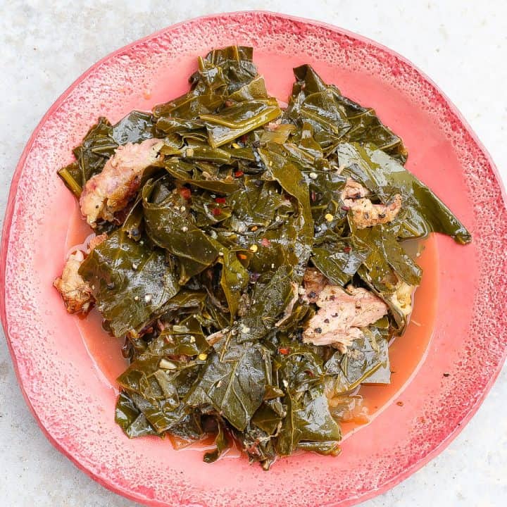 collard greens with smoked turkey in a bowl