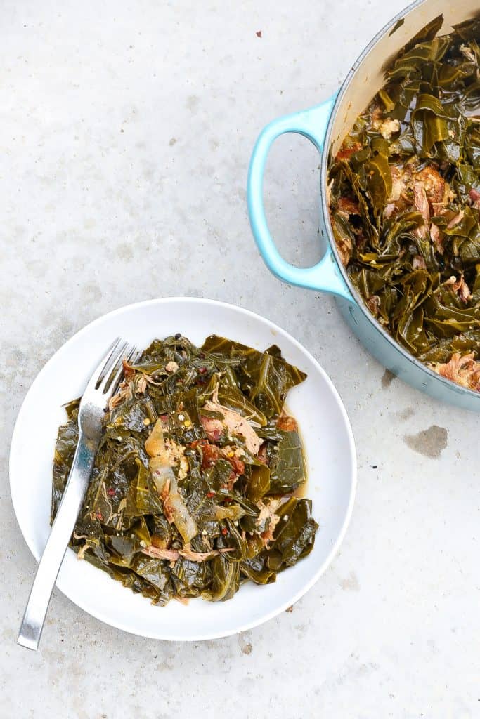 collard greens with smoked turkey in a bowl