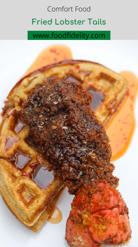 fried lobster on top of waffle