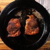 Chicken thighs in cast iron skillet