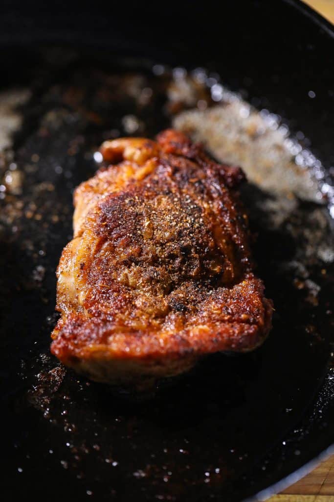 Chicken thighs in cast iron skillet