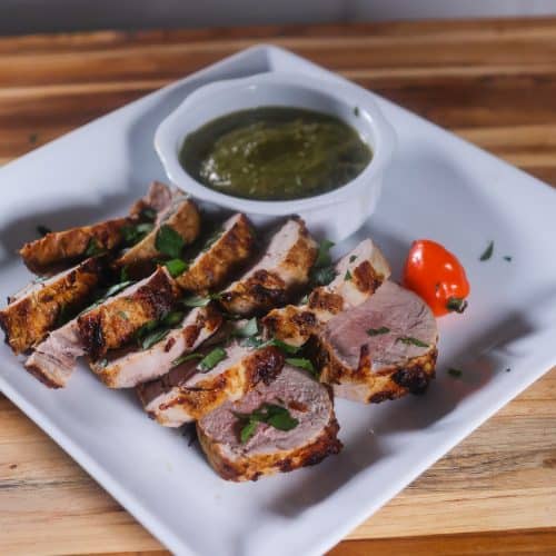 air fryer pork slices on a plate