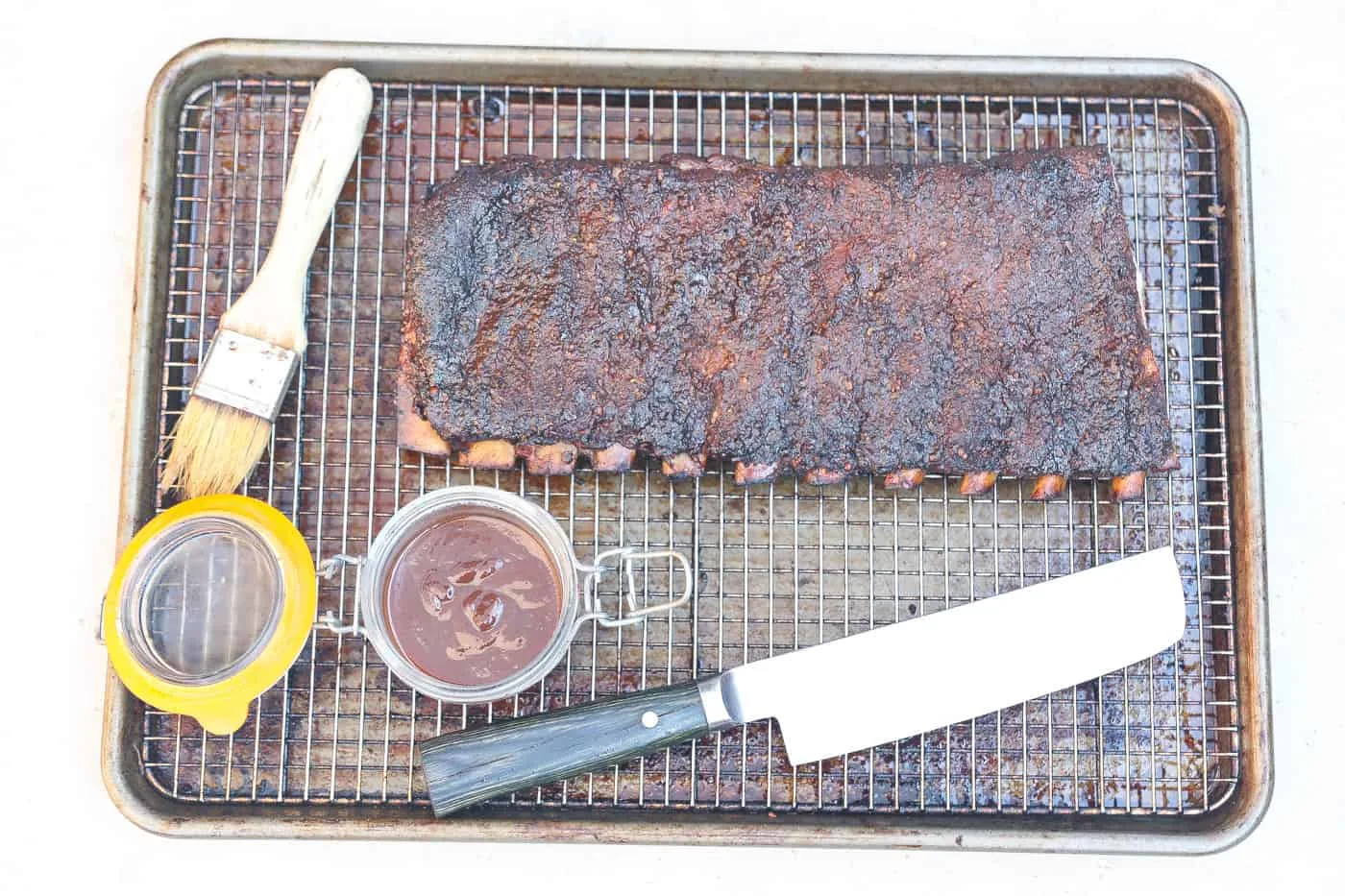 rack of ribs on tray