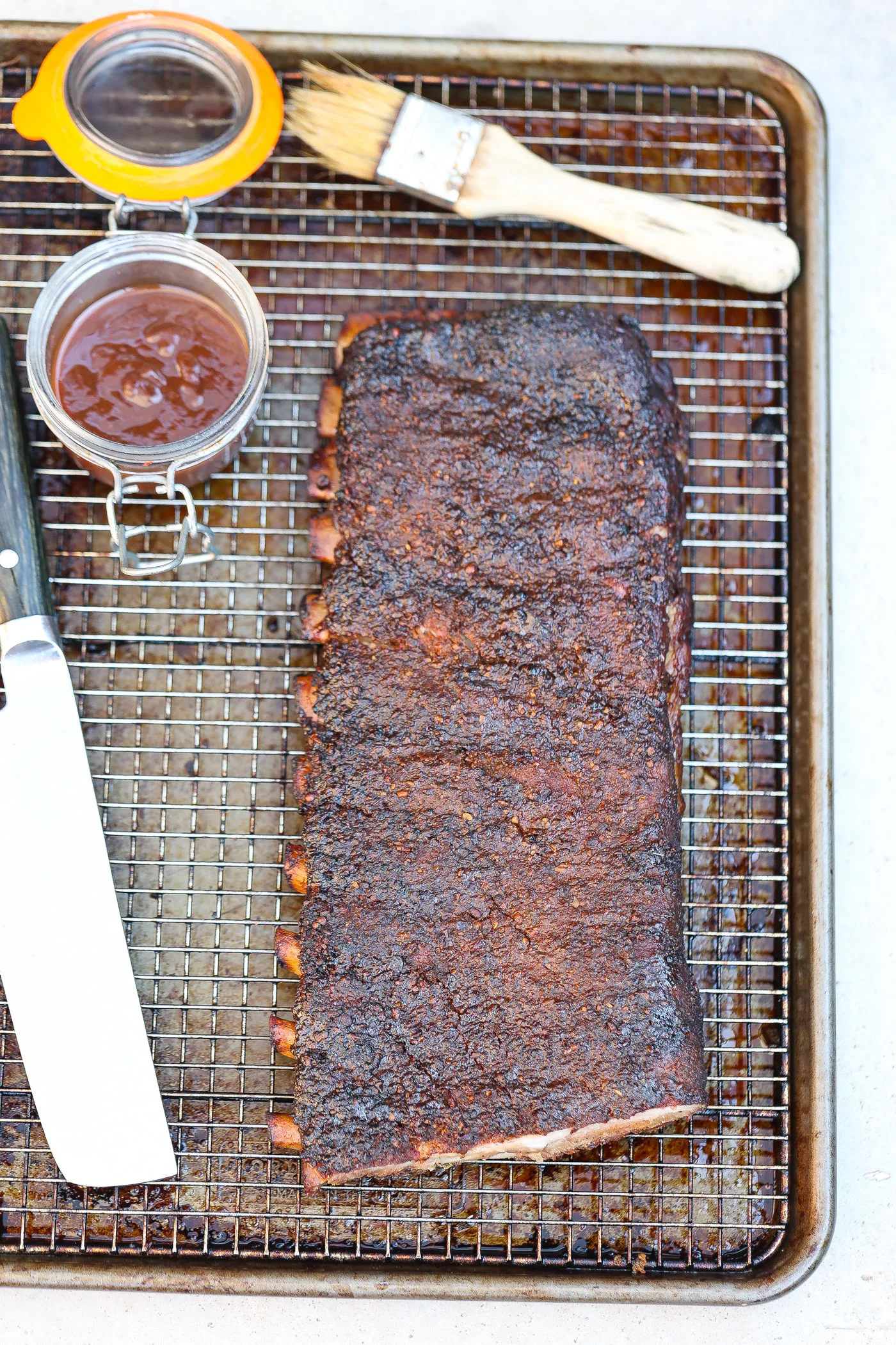 rack of ribs on tray