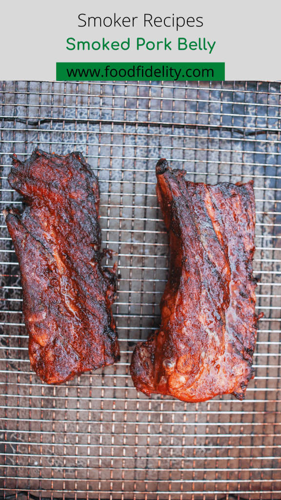 smoked pork belly ribs on a wire rack