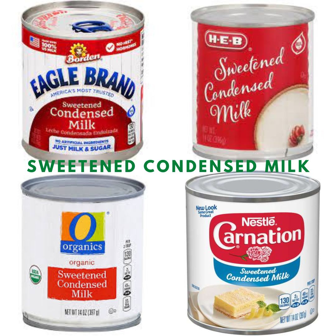 collage of sweetened condensed milk products