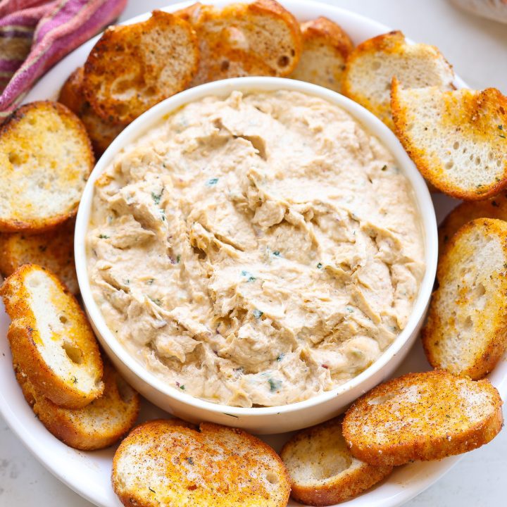 smoked fish dip with bruschetta