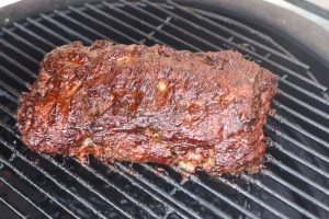 guava glazed smoked meatloaf on grill