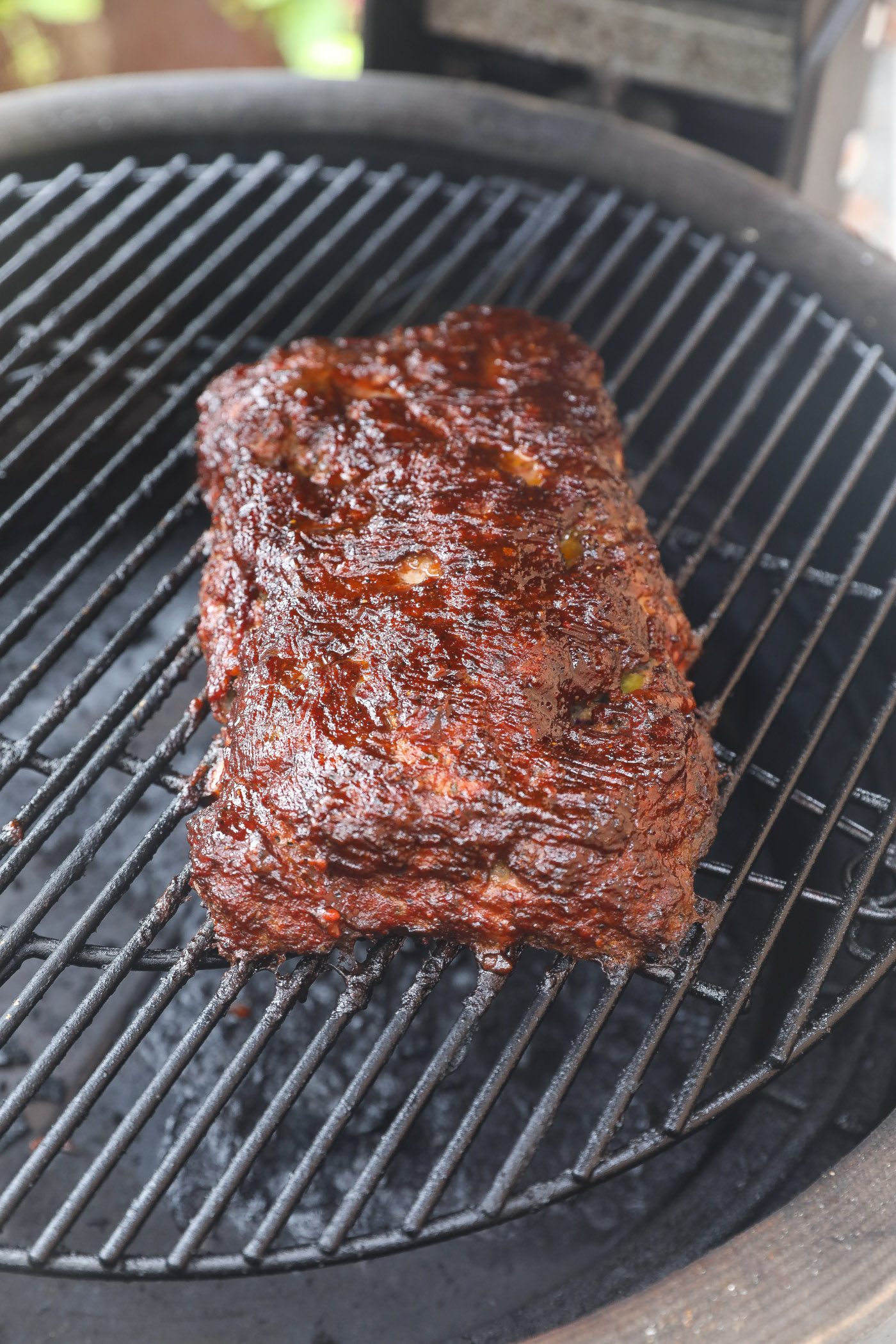 guava glazed smoked meatloaf on grill
