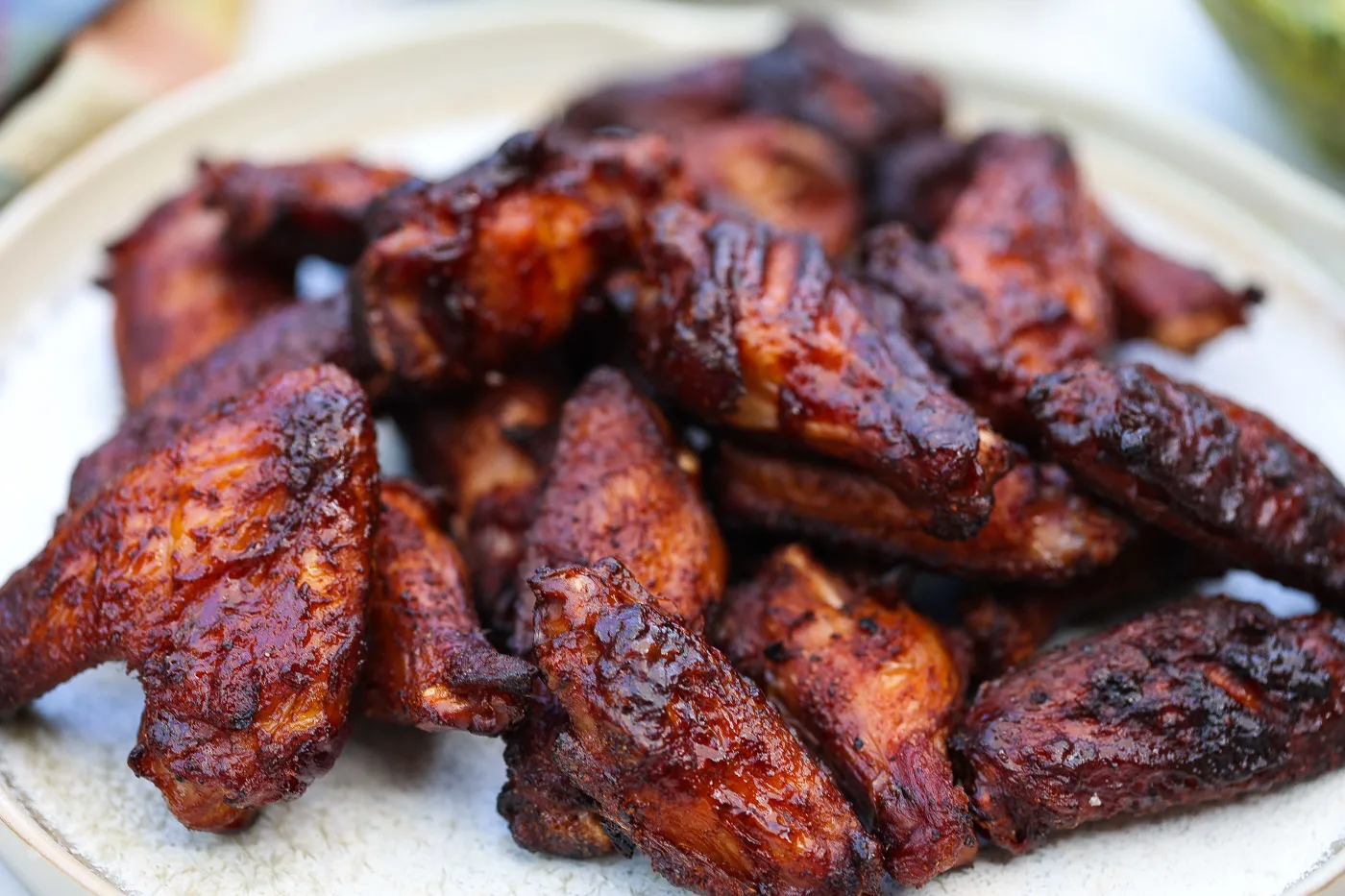 smoked chicken wings on white plate