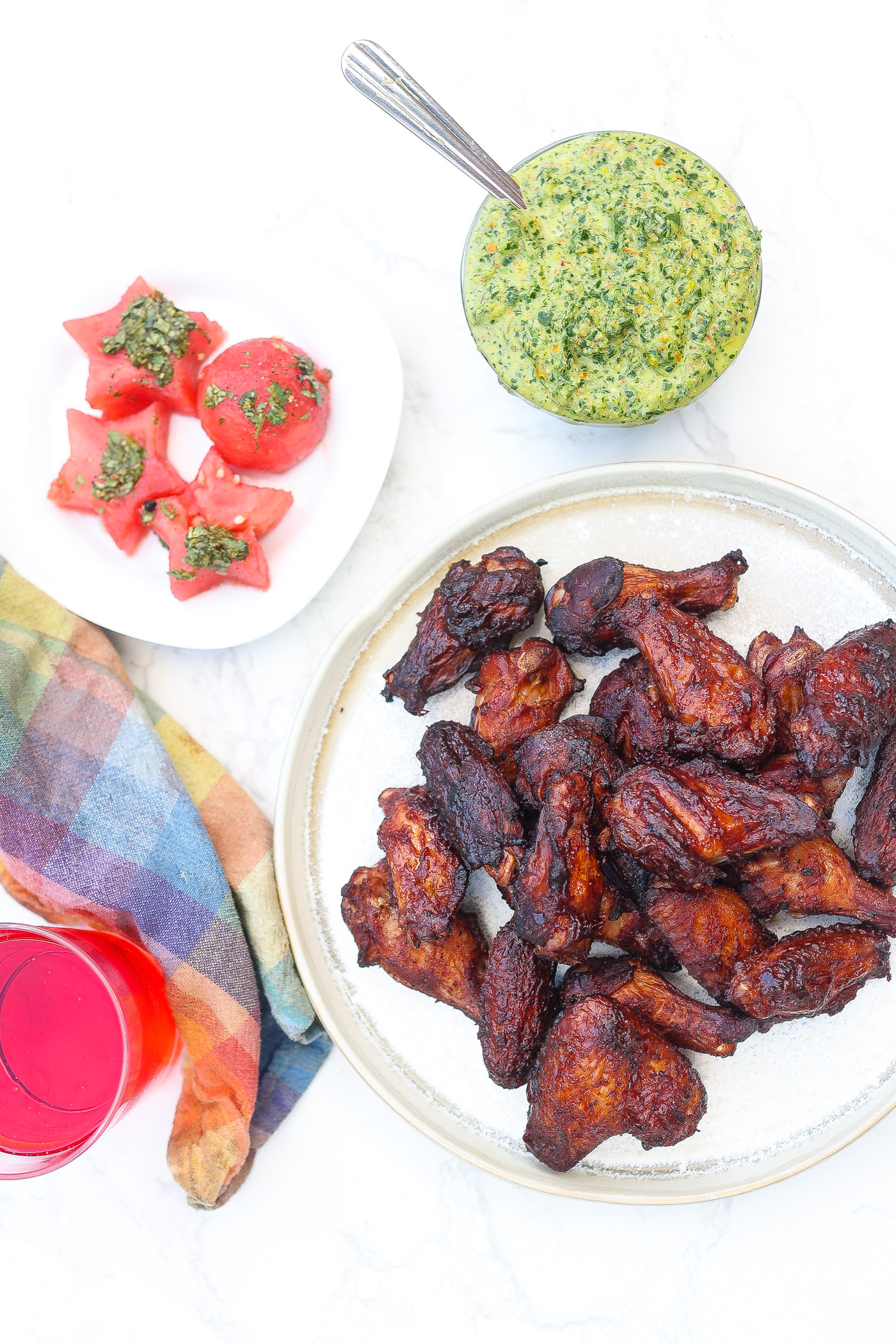 smoked chicken wings on white plate