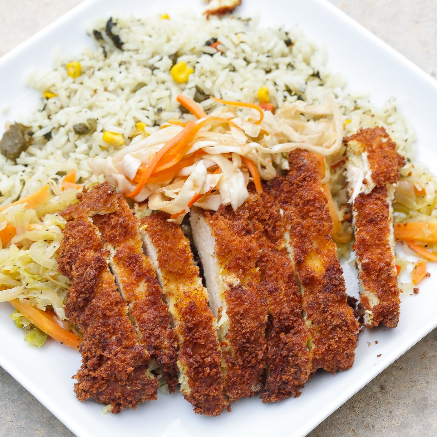 fried chicken katsu on white plate