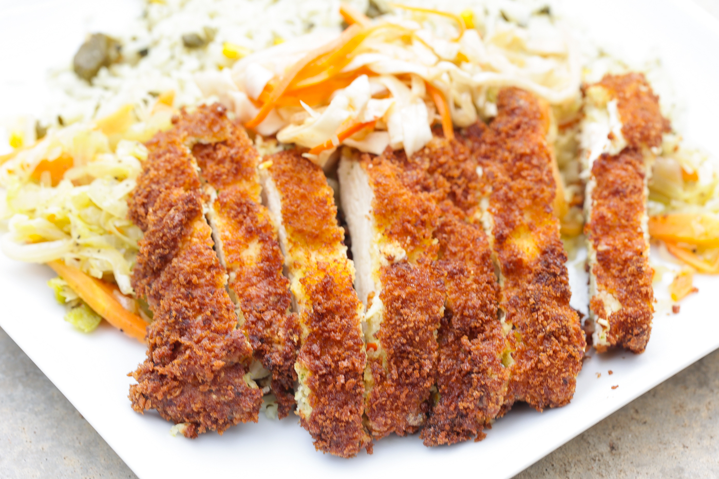 fried chicken katsu on white plate